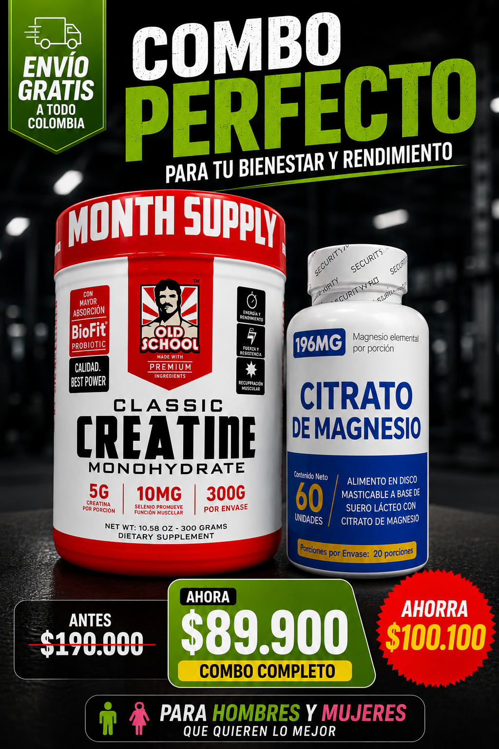 🚀COMBO CREATINA + CITRATO DE MAGNESIO⚡