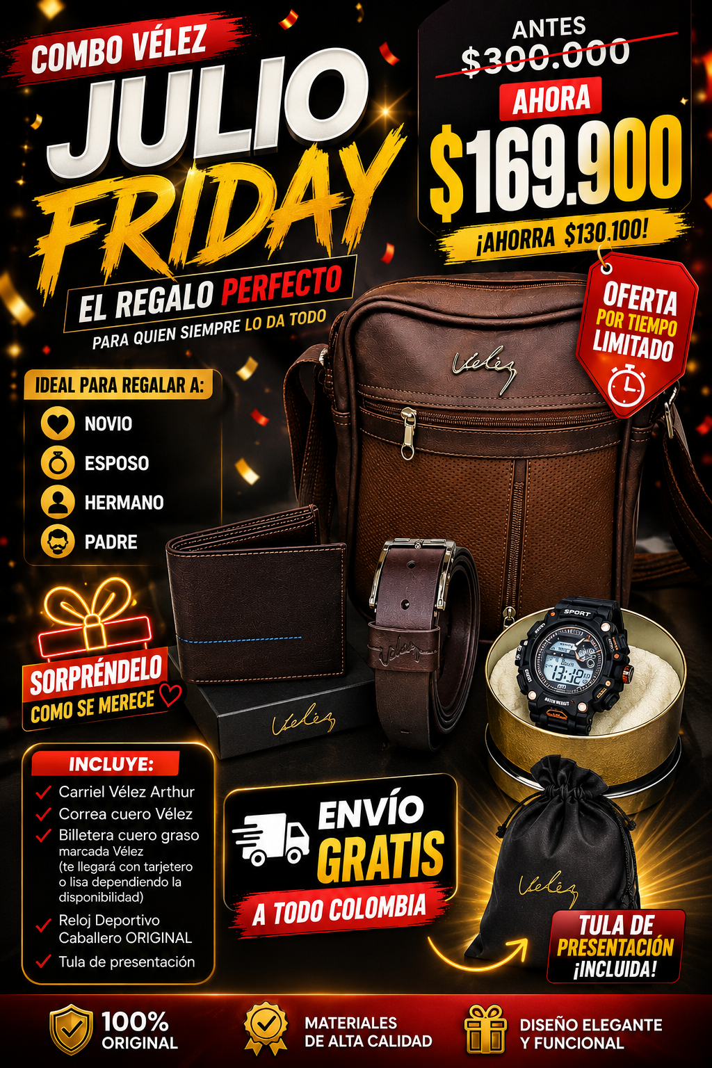 COMBO ARTHUR + RELOJ DEPORTIVO CABALLERO